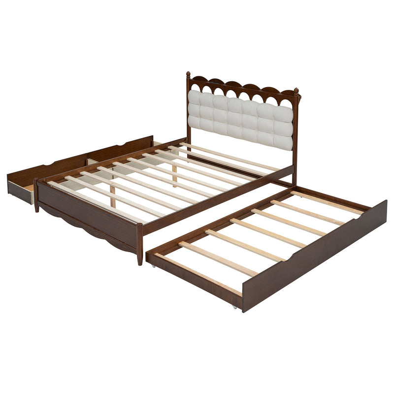 Storage Platform Bed, With 2 Big Drawers, Trundle, One Set Of Sockets & USB Ports