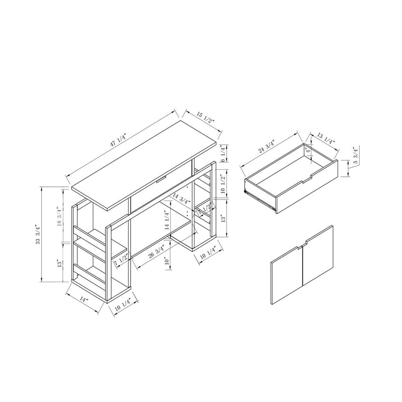 Modernize Kitchen Buffet Organizing Cabinet With 4 Shelves - White / Dark Taupe