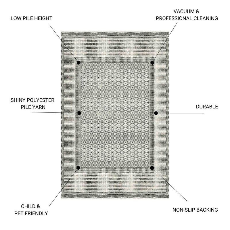 Macau - Non - Slip Accent Rug - White / Gray