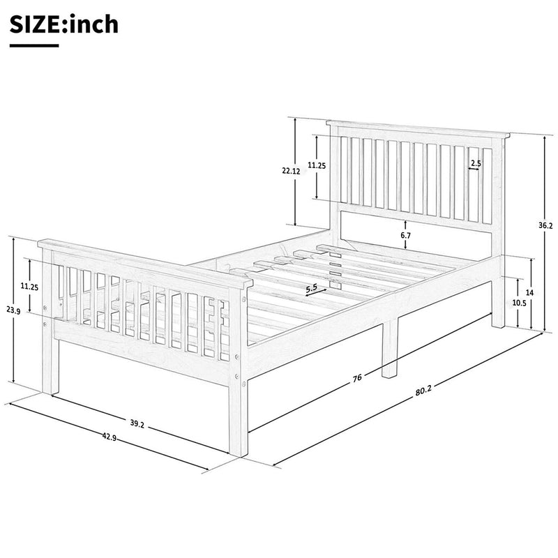 Wood Platform Bed Twin Bed with Headboard and Footboard (Espresso)