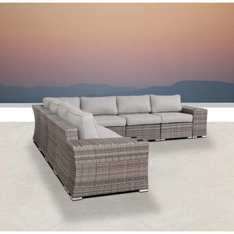 Rattan Sectional Sofa Set With Cushions