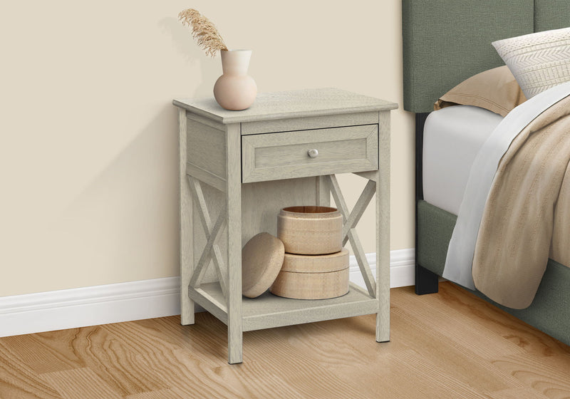 Accent End Table, 2 Tier, Storage Drawer, Transitional Style