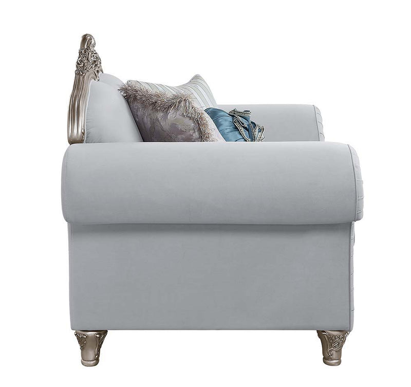 Pelumi - Chair - Light Gray Linen & Platinum - Finish