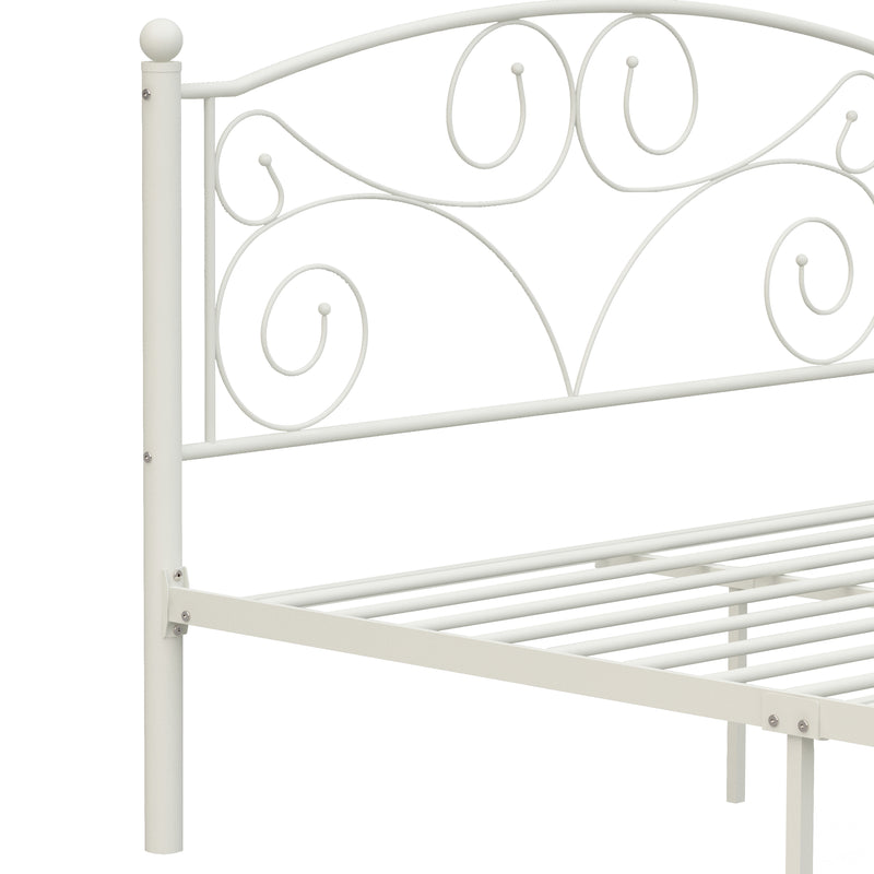 Queen  Size Unique Flower Sturdy System Metal Bed Frame with Headboard and Footboard