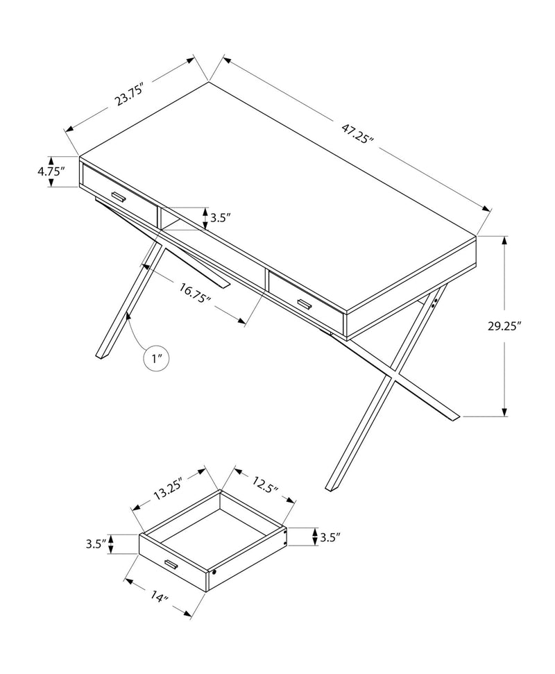 Computer Desk For Home Office, Laptop, Storage Drawers, Glossy Contemporary & Modern