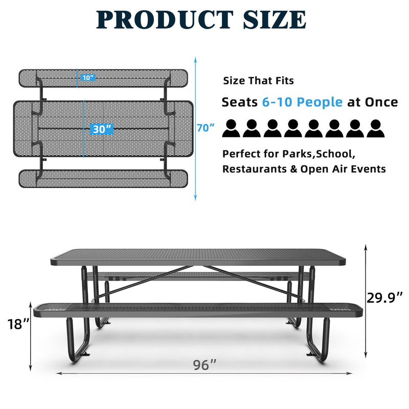 Metal Expanded Rectangular Picnic Table