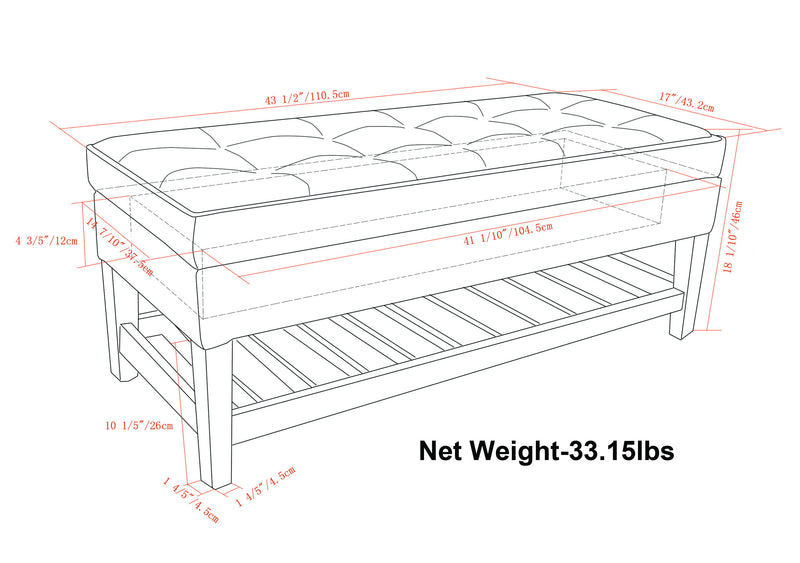 Cosmopolitan - Storage Ottoman Bench With Open Bottom - Chocolate Brown