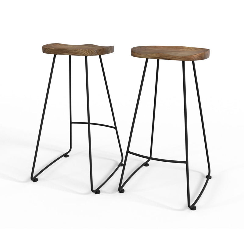 Amberly - Rustic Saddle Bar Stool (Set of 2)