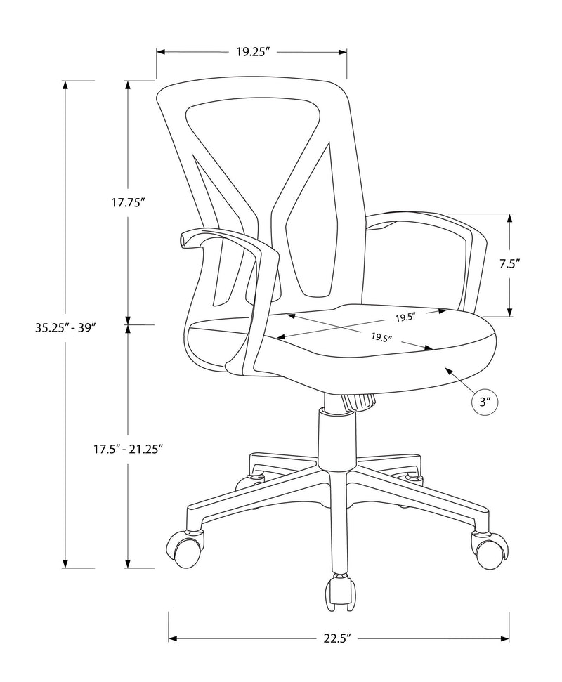 Office Chair, Adjustable Height, Swivel, Ergonomic, Mesh, Contemporary & Modern