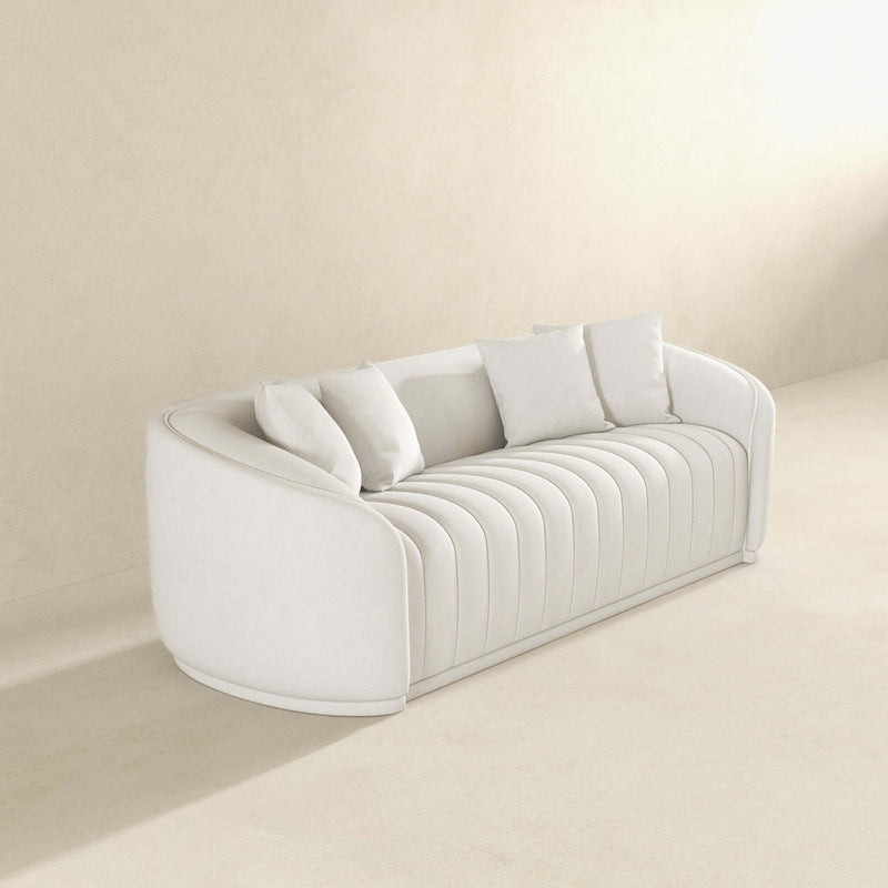 Markus - Mid-Century Modern Luxury Tight Back Couch - White