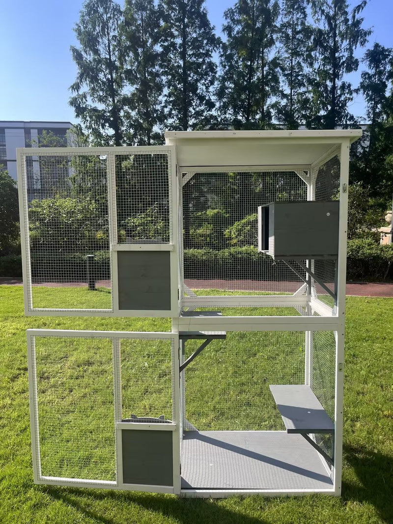 Xpt016 Outdoor Indoor Cat Pet Climbing Rack Play Cage Lovely Big Space - White