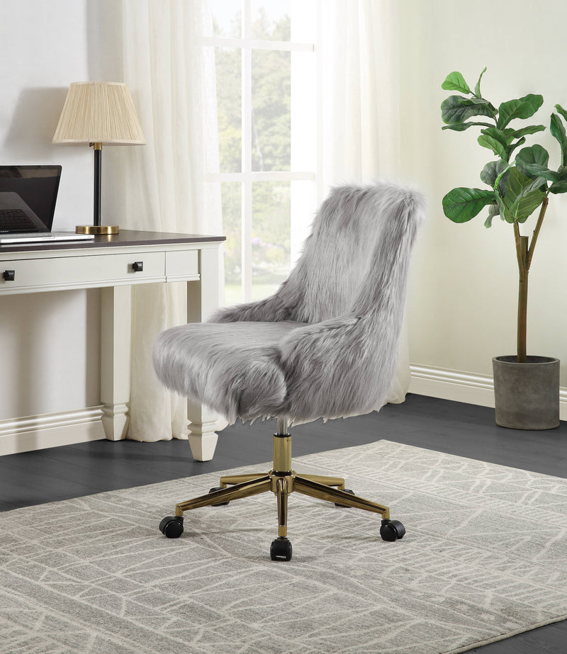 Arundell II - Faux Fur Office Chair - Gold / Gray