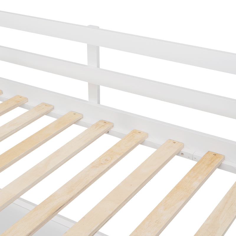 Twin size Loft Bed with Drawers and Desk, Wooden Loft Bed with Shelves - White(OLD SKU: LT001530AAK)