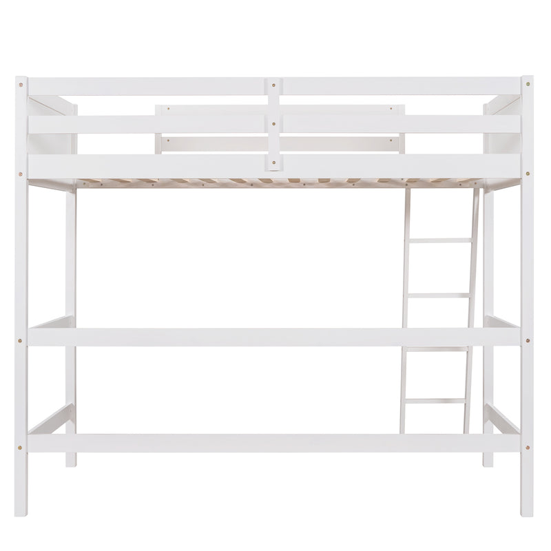 Solid Wood Twin Size Loft Bed with Ladder(White)(OLD SKU: WF191903AAK)