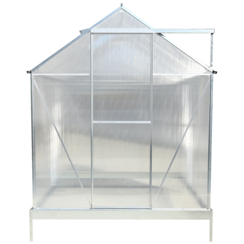 Polycarbonate Greenhouse, Heavy Duty Outdoor Aluminum Walk-In Green House Kit With Rain Gutter, Vent And Door For Backyard Garden