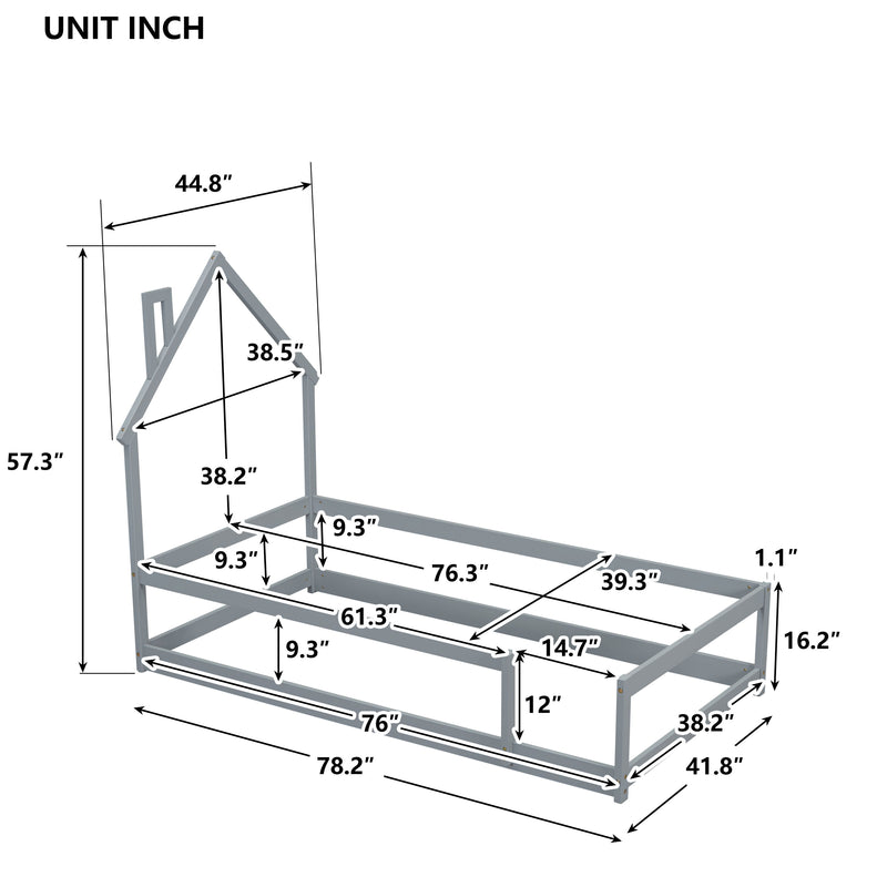 Wood Bed With House Shaped Headboard Floor Bed With Fences