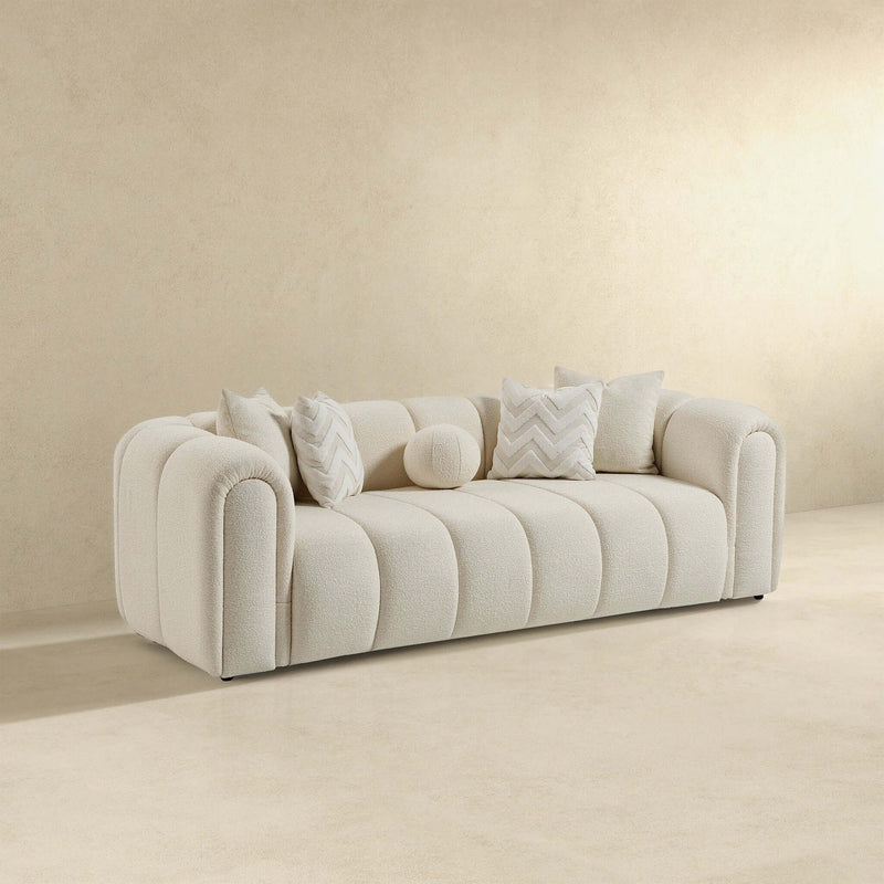 Beatrice - Modern Tufted Sofa - Ivory / White