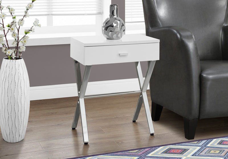 Accent Side X Table, Storage Drawer, Contemporary & Modern