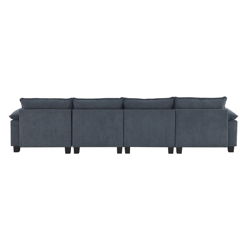 Corduroy Modular Sectional Sofa, U Shaped Couch With Armrest Bags, 6 Seat Freely Combinable Sofa Bed, Comfortable And Spacious Indoor Furniture For Living Room