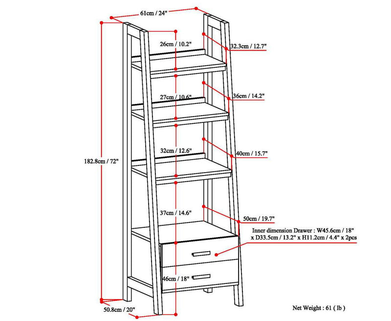 Sawhorse - Handcrafted Ladder Shelf With Storage