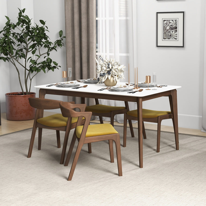 Dakota - Velvet Dining Chair (Set of 2) - Brown / Yellow