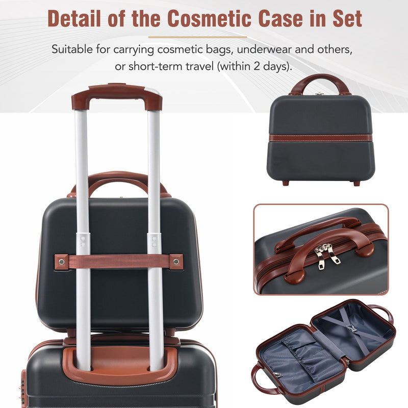 Hardshell Luggage Sets 3 Pieces 20" / 28" Luggages And Cosmetic Case Spinner Suitcase With Tsa Lock Lightweight