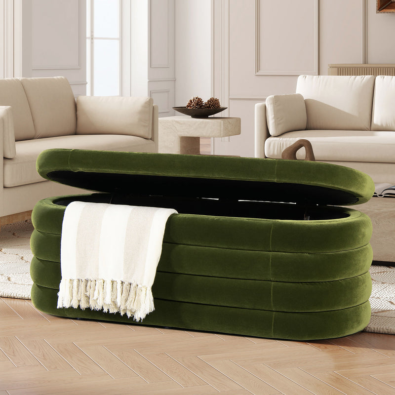 Fuji - Upholstered Oval Storage Bench