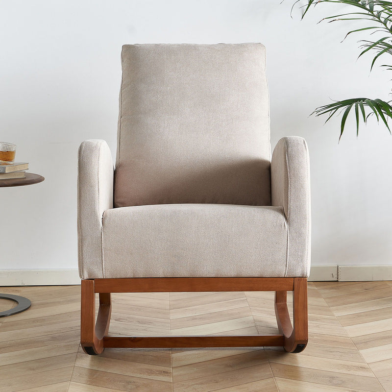 Linen Rocking Chair Accent Chair - Beige