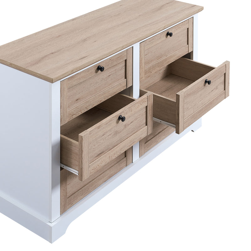 Autumn - Modern 6 Drawer Master Dresser With Interlock Drawer Feature Drawer Slide And Interlock Pre-Assembly, Wide Dressers For Bedroom 6 Deep Drawers For Closet Organizer Easy Assembly - White Oak