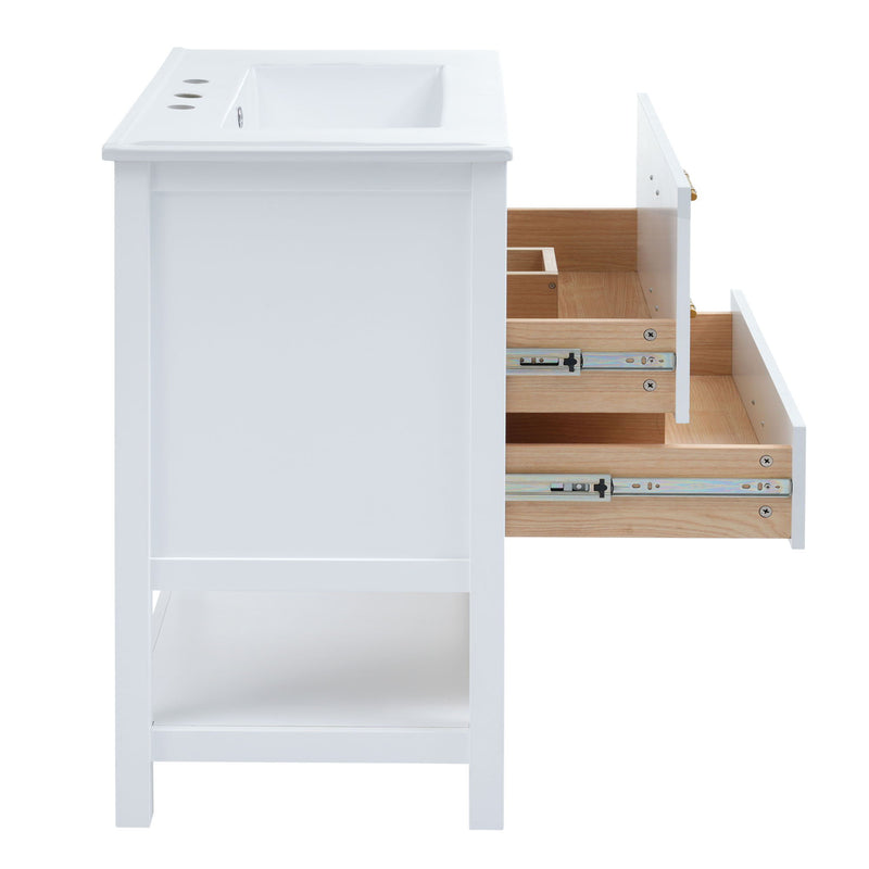 Modern Bathroom Vanity Cabinet Combo With Open storage, Two Drawers