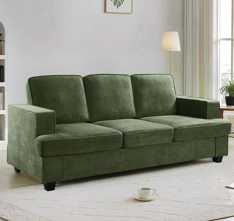 Modern Sofa, Comfortable 3 Seater Couch With Deep Seating, Loose Back Cushions, Wide Arms