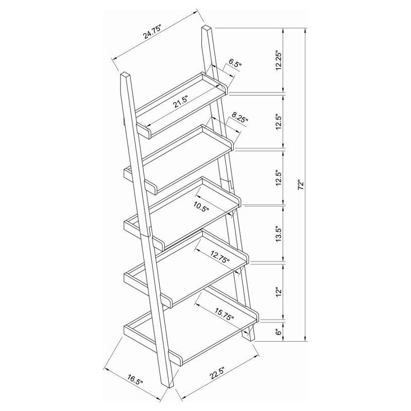 Colella - 3 Piece Ladder Desk And Bookcase Set - Cappuccino