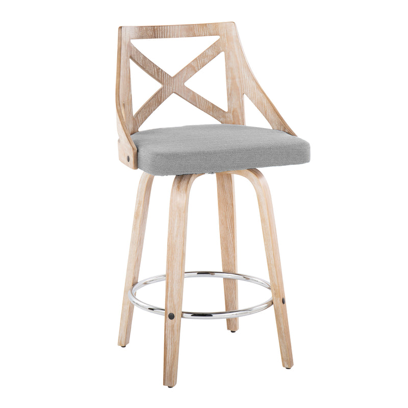 Charlotte - Farmhouse Fixed Height Counter Stool With Swivel Round Footrest (Set of 2)