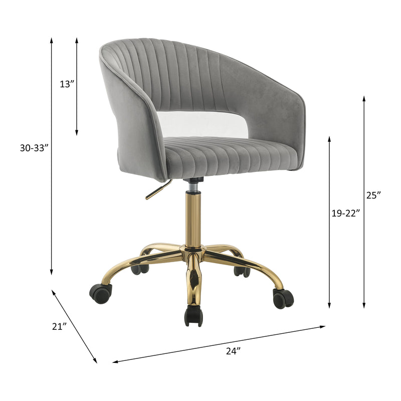 Hopi - Office Chair - Gray Velvet & Gold