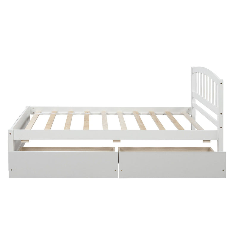 Platform Storage Bed Wood Bed Frame With Two Drawers And Headboard