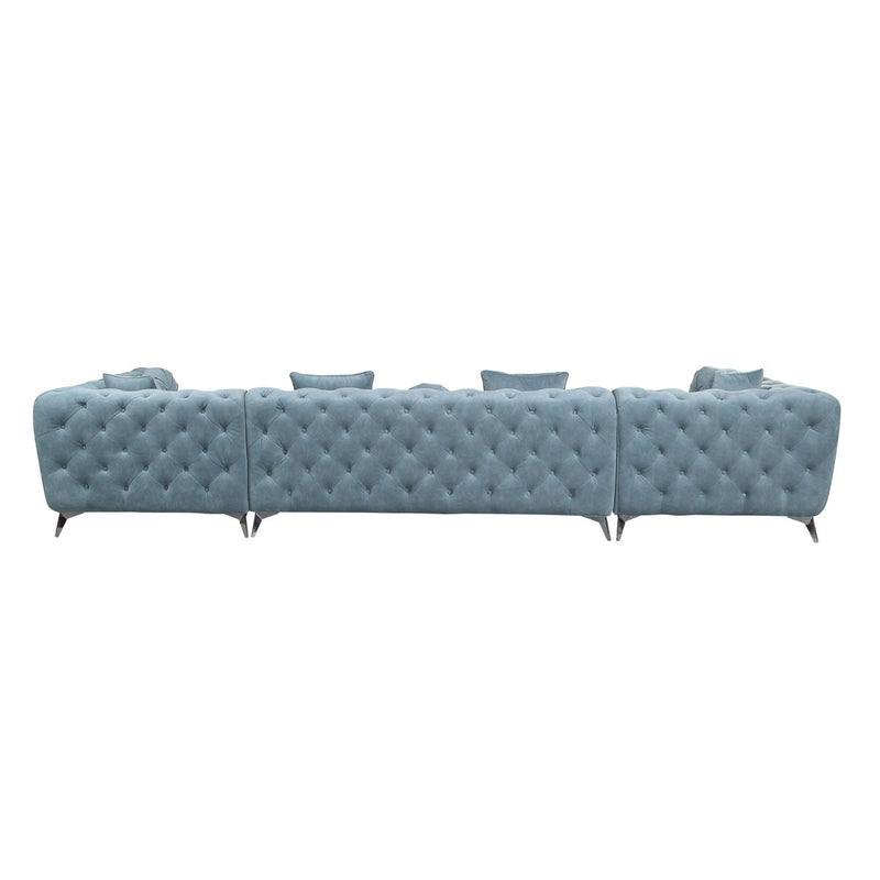 Zerah - Sectional Sofa With 7 Pillows - Dusty Blue