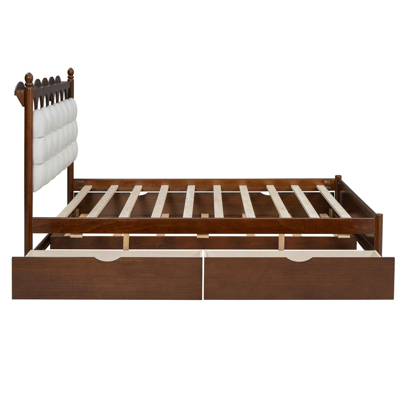 Storage Platform Bed, With 2 Big Drawers, Trundle, One Set Of Sockets & USB Ports