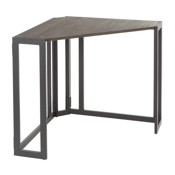 Roman - Industrial Corner Desk - Black / Espresso