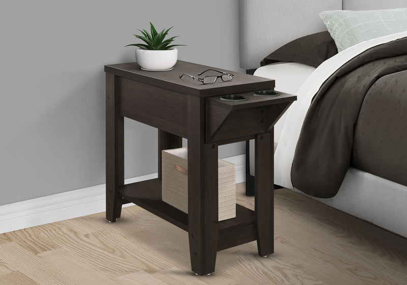 Accent Side Table, Storage, Lamp, Transitional Space-Saving Design