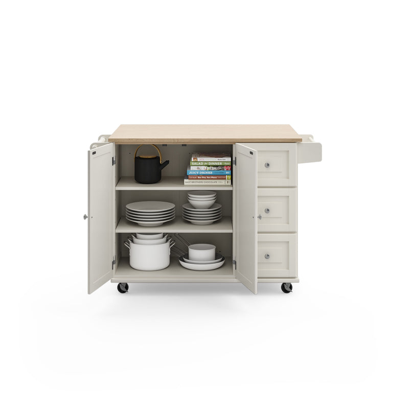 Blanche - Kitchen Cart - Rubber Wood Top