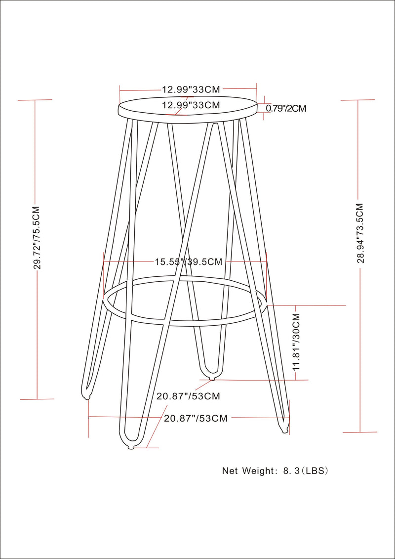 Simeon - Multifunctional Metal Stool With Wood Seat