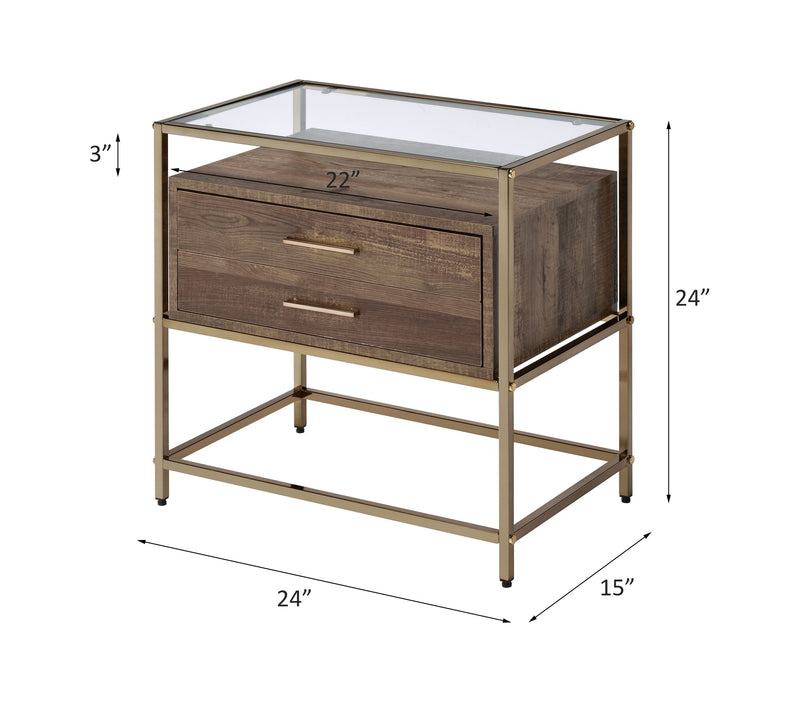 Knave - Accent Table - Walnut & Champagne Finish