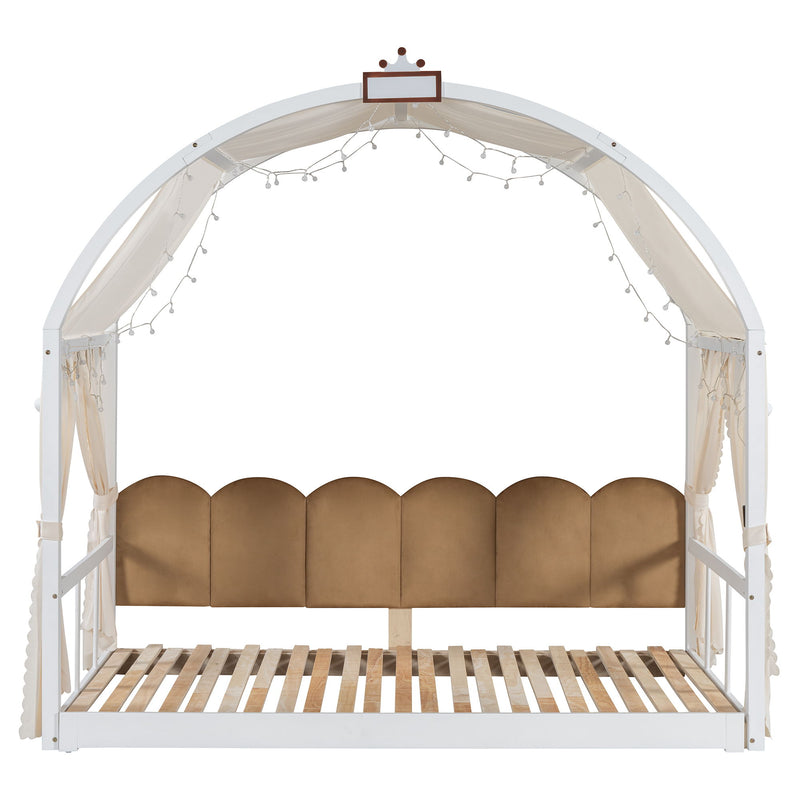 Extended Bed With Arched Roof And Trundle