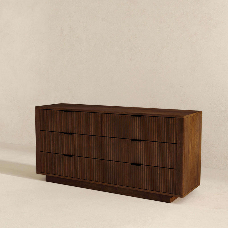 Lola - Mid-Century Modern Dresser With 6 Drawers - Dark Brown