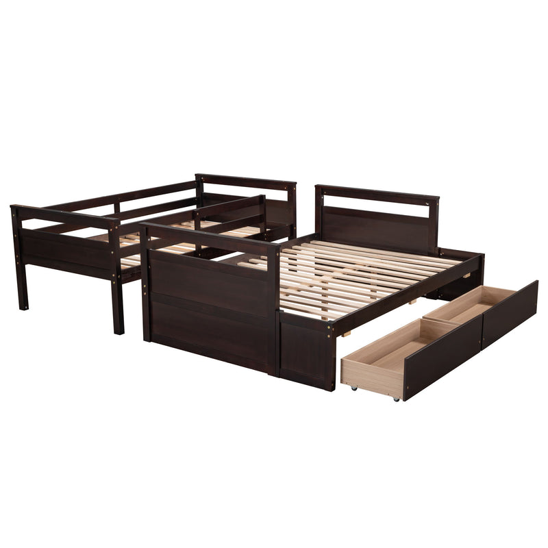 Twin Over Full Bunk Bed With Storage - Espresso