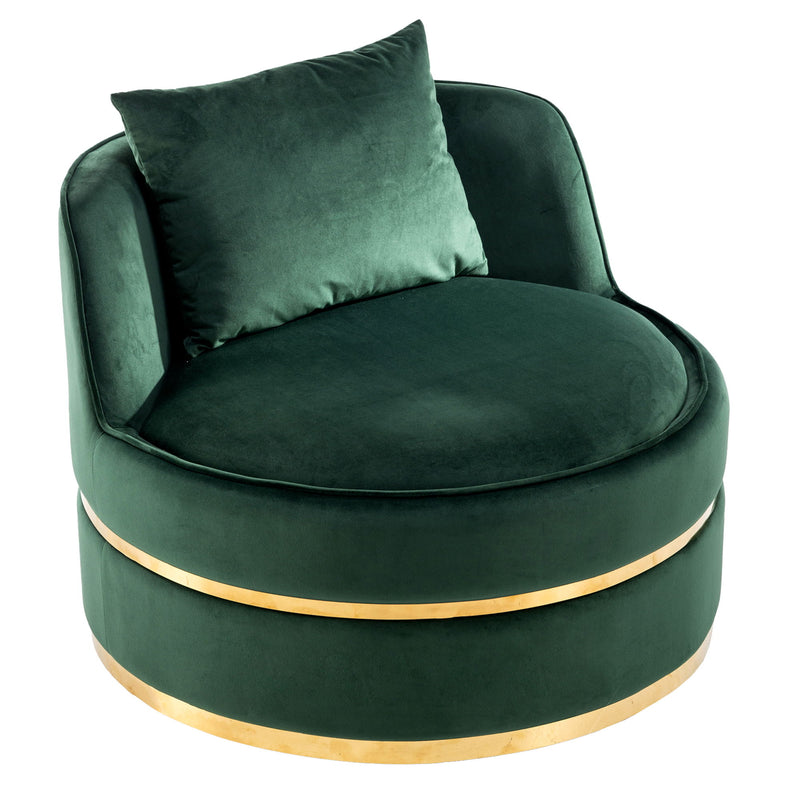 360° Swivel Accent Chair Velvet Modern Upholstered Barrel Chair Over-Sized Soft Chair With Seat Cushion For Living Room