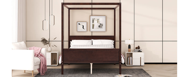 Queen Size Canopy Platform Bed with Headboard and Footboard,Slat Support Leg - Espresso(OLD SKU:LT001912AAP)