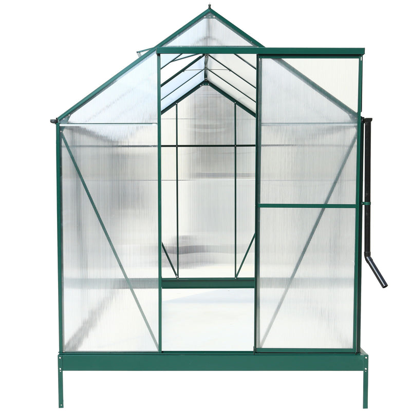 Polycarbonate Greenhouse, Heavy Duty Outdoor Aluminum Walk-In Green House Kit With Rain Gutter, Vent And Door For Backyard Garden