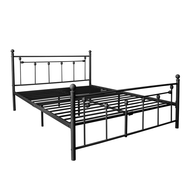 Queen Size Metal Bed Frame with Headboard and Footboard (black)