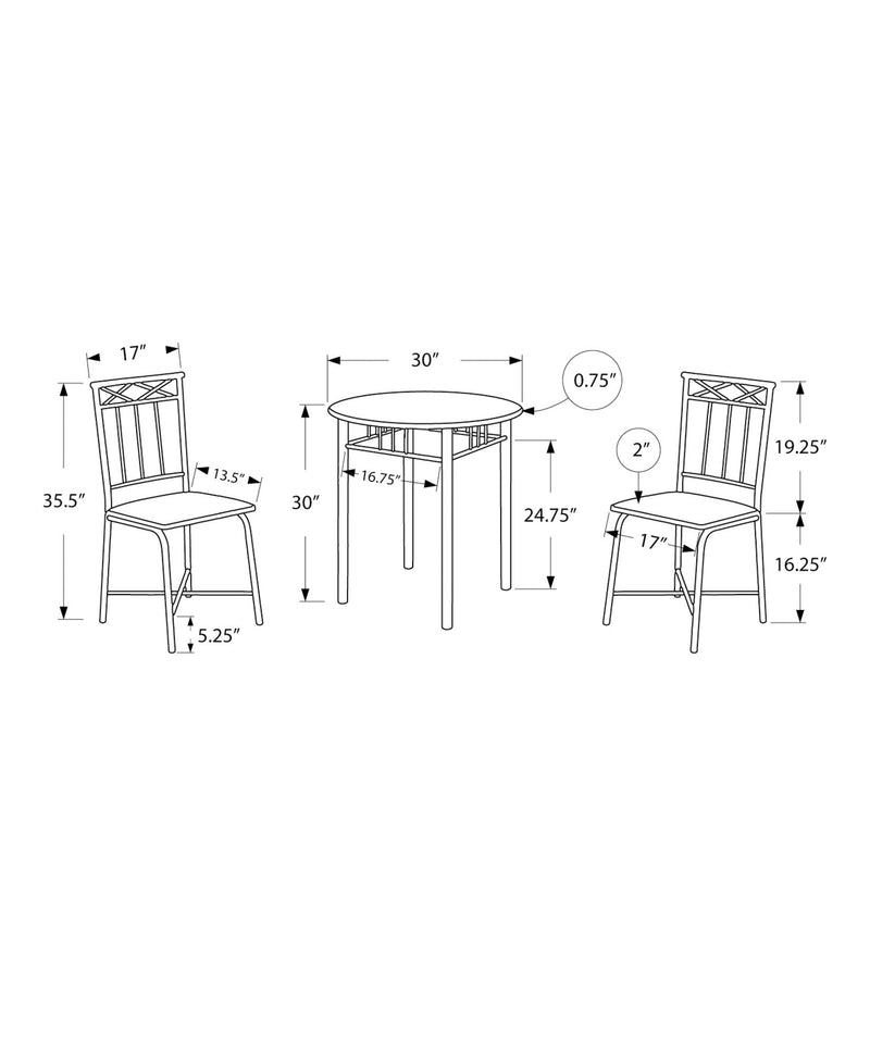 Dining Table Set Small Round 3 Pieces Set